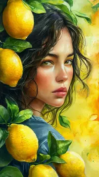 0194 Акварель. Девушка с лимонами .webp