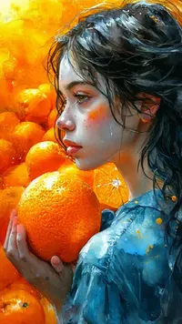 0196 Акварель. Девушка с апельсинами.webp