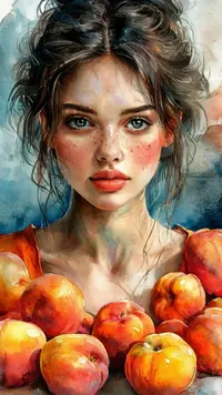 0197 Акварель. Девушка с персиками.webp